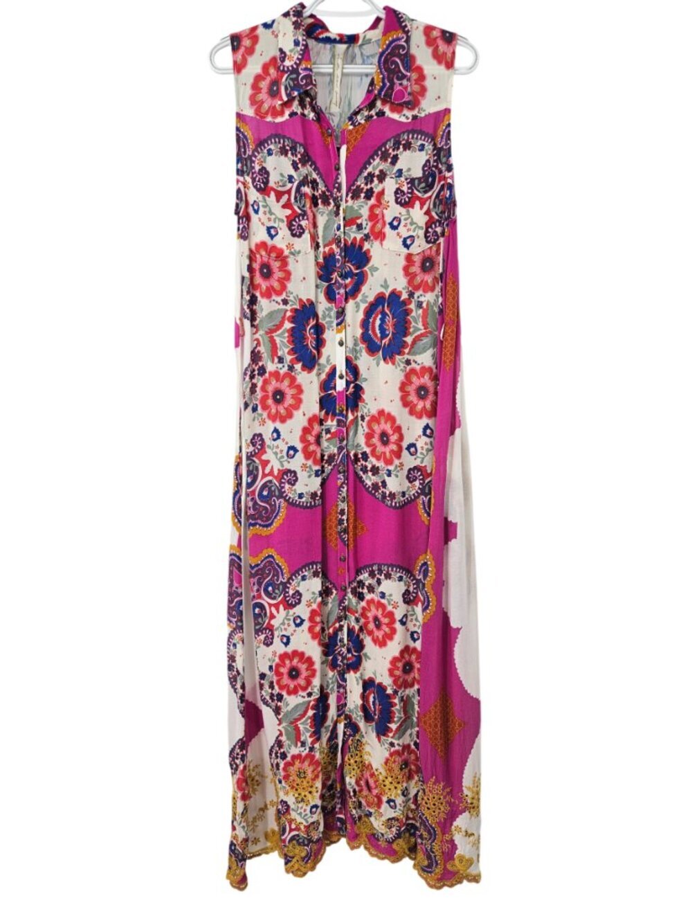 Aratta Silent Journey Floral Button Front Maxi Shirt Dress Women's Size S Boho